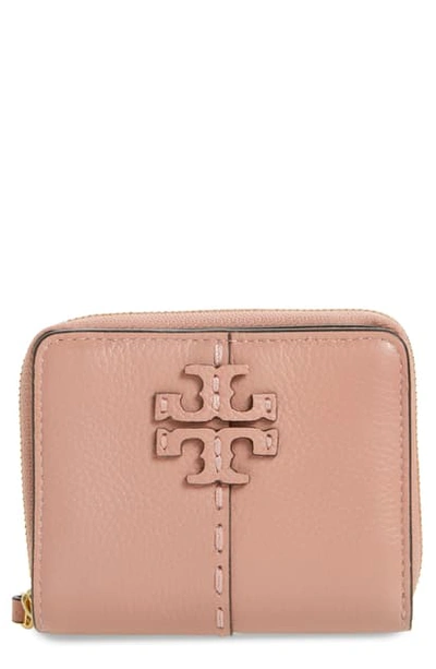 Shop Tory Burch Mcgraw Bifold Leather Wallet In Pink Moon