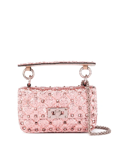 Shop Valentino Rockstud Spike Mini Leather Shoulder Bag In Pink