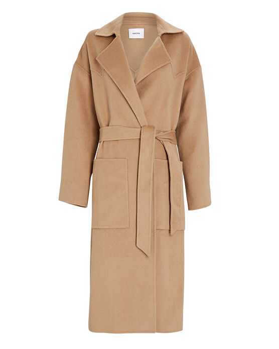 camel wool wrap coat