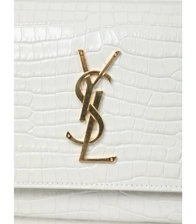 Shop Saint Laurent Ysl Sunset Monogram Bag, White Croc