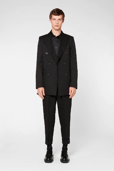 Shop Ami Alexandre Mattiussi Pleated Straight Fit Cuffed Hem Trousers In Black