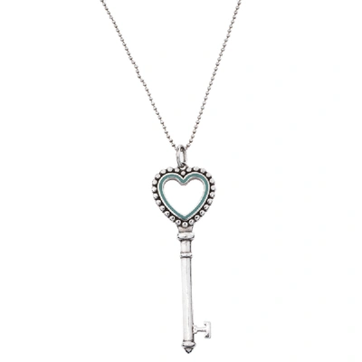 Pre-owned Tiffany & Co Tiffany Keys Beaded Heart Key Silver Pendant Necklace