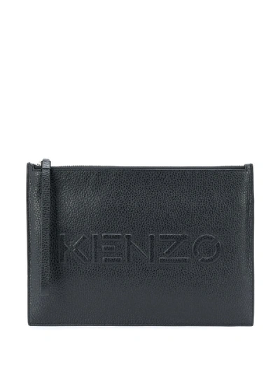 Shop Kenzo Embossed-logo Clutch Bag In Black
