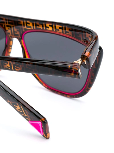 Shop Fendi Flat-top Monogram Sunglasses In Havana    Pink