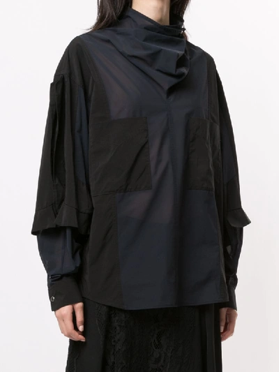 Shop Toga Colour-block Oversized Blouse In Black