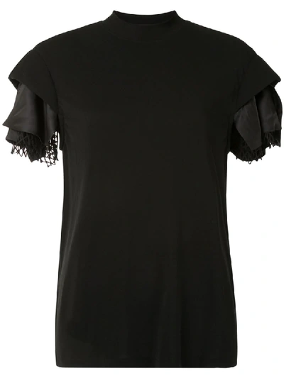 Shop Toga Layered Sleeve Slim-fit T-shirt In Black