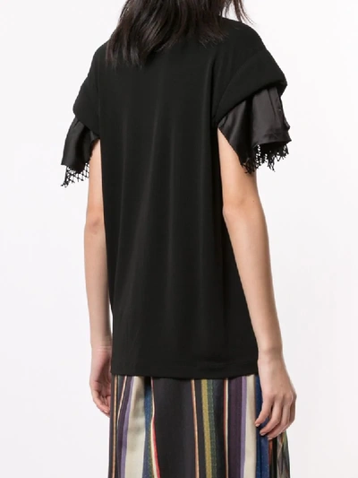 Shop Toga Layered Sleeve Slim-fit T-shirt In Black