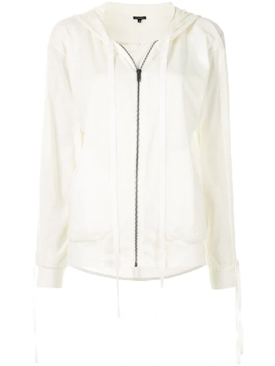 Shop Ann Demeulemeester Zip Front Hoodie In White