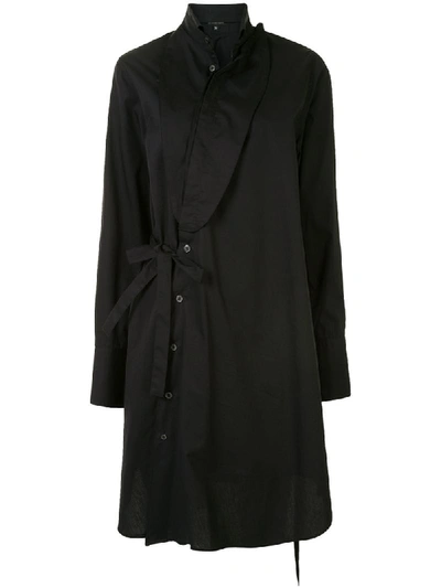 Shop Ann Demeulemeester Poplin Wrap Dress In Black