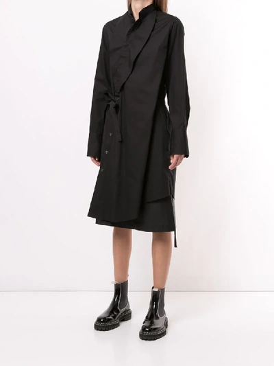 Shop Ann Demeulemeester Poplin Wrap Dress In Black