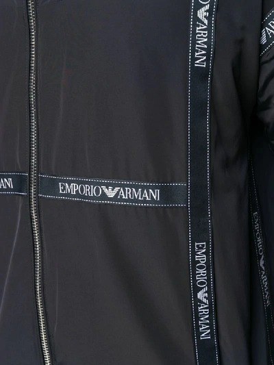 Shop Emporio Armani Logo Tape Hooded Jacket In Blue