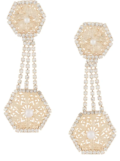 Shop Rosantica Crystal-embellished Drop Earrings In Gold