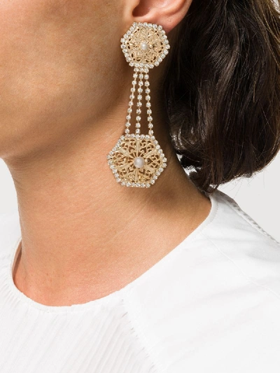 Shop Rosantica Crystal-embellished Drop Earrings In Gold