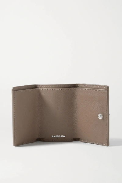 Shop Balenciaga Papier Mini Printed Textured-leather Wallet In Tan