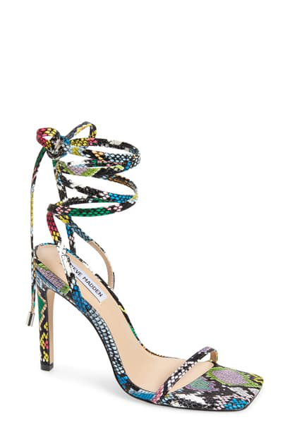 Steve Madden Women's Uplift Ankle-tie Sandals In Multi Snake Print ...