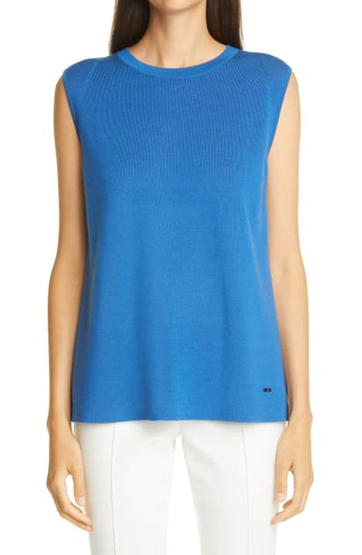 Shop Akris Reversible Bicolor Double Face Cashmere & Silk Shell In Blue