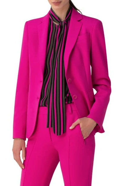 Shop Akris Punto Pebble Crepe Blazer In Neo Pink