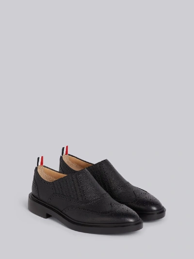 Shop Thom Browne Black Pebbled Calfskin Chelsea Brogue