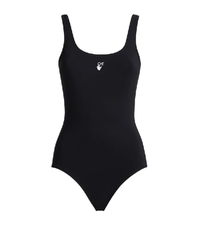 Shop Off-white Logo Scoop-back Swimsuit