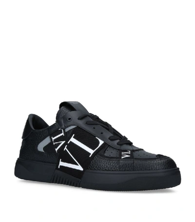 Shop Valentino Leather Vl7n Bands Sneakers In Black