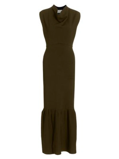 Shop 3.1 Phillip Lim Military Cowl-neck Ribbed Dress In Olive