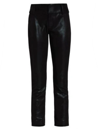 Shop Alice And Olivia Stacey Vegan Leather Slim Cropped Pants In Black