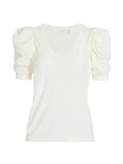 Shop Nation Ltd Celine Puff-sleeve T-shirt In Off White
