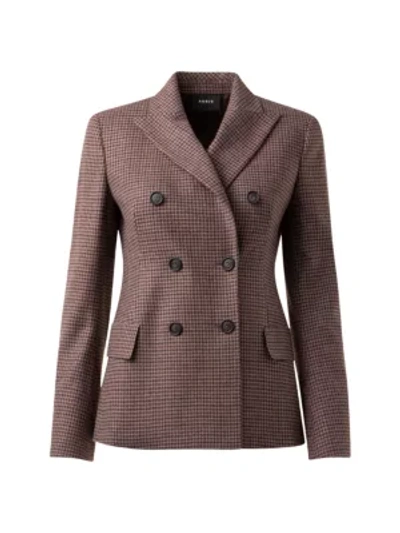Shop Akris Gala Double Breasted Cashmere Check Blazer In Camel Plum