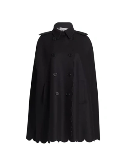 Shop Red Valentino Lana Wool-blend Scallop Coat In Black