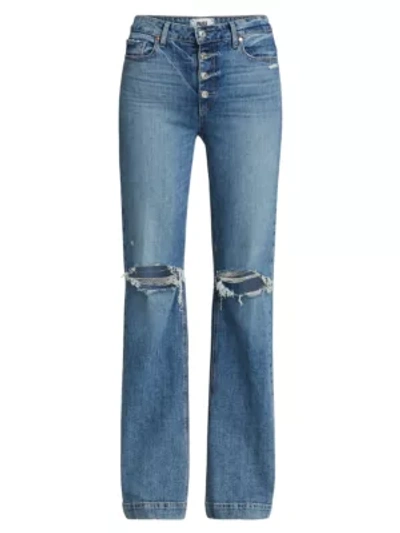 Shop Paige Jeans Leenah Exposed-button Fly Flared Jeans In Magda Destructed