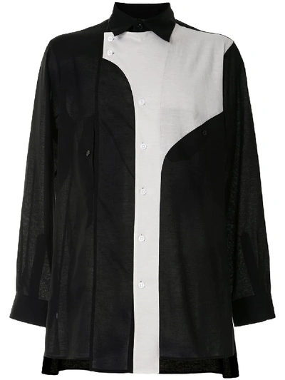 Shop Yohji Yamamoto Colour-block Deconstructed Shirt In Black