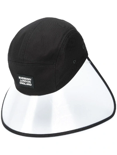 Shop Burberry Transparent Panel Bonnet Cap In Black