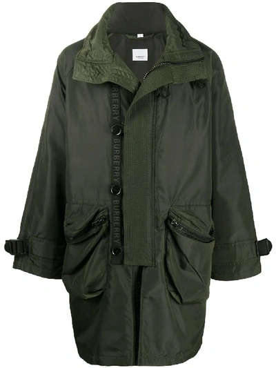 Shop Burberry Packaway Hood Parka In Green