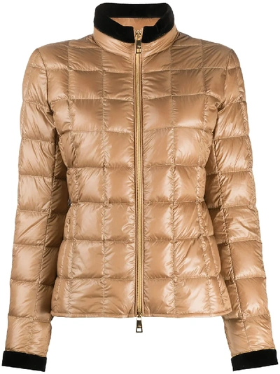 Shop Fay Contrast-trimmed Puffer Jacket In Brown