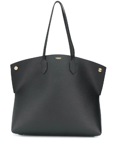 Shop Burberry Calf Leather Tote Bag In Black