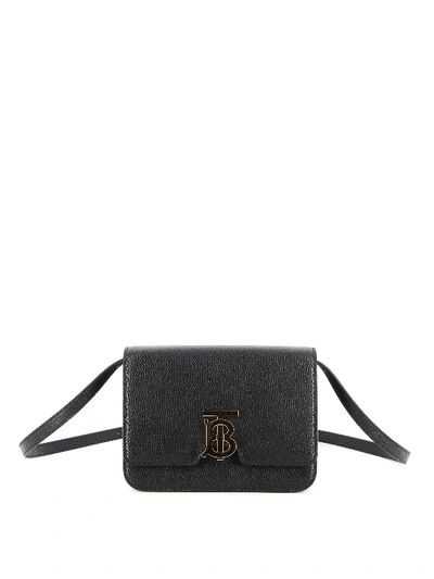 Shop Burberry Tb Small Grainy Leather Bag In Black
