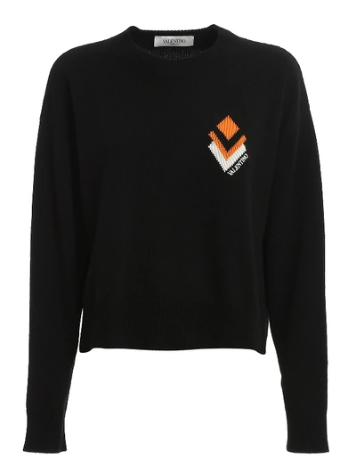 Shop Valentino Wool Cashmere Blend Sweater In Black