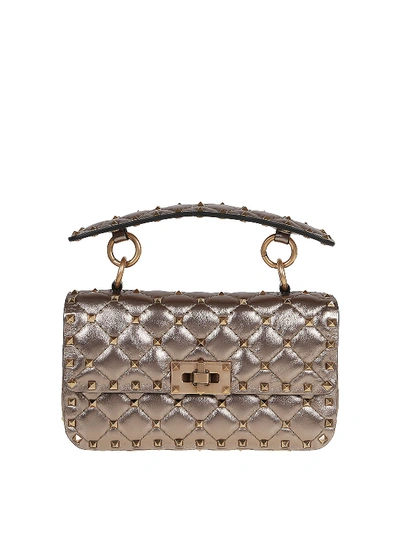 Shop Valentino Rockstud Spike Small Bag In Metallic