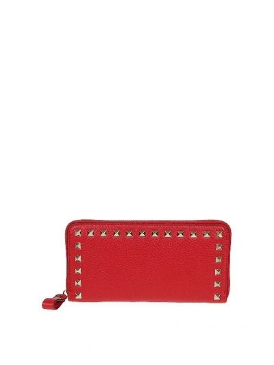 Shop Valentino Rockstud Wallet In Red