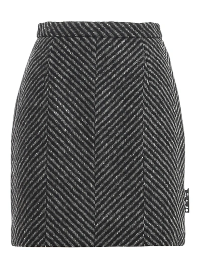 Shop Off-white Chevron Mini Skirt In Black