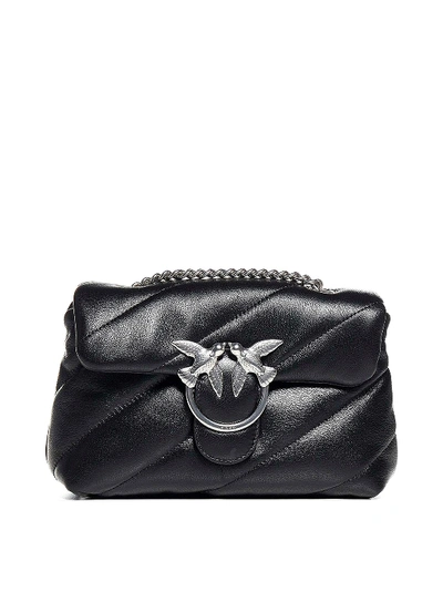 Shop Pinko Love Mini Puff Quilted Bag In Black