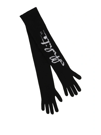 Off-white Logo-print Gloves In Black
