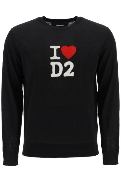 Shop Dsquared2 I Love D2 Inatsia Sweater In Black (black)