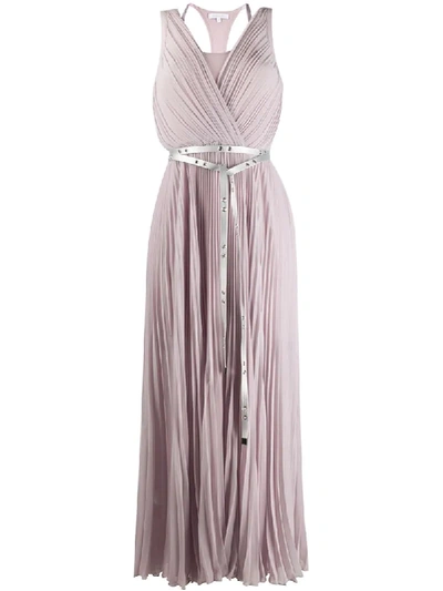 Shop Patrizia Pepe Pleated Belted Dress In Pink