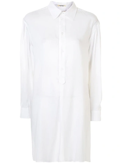 Shop Yohji Yamamoto Oversize Tunic Blouse In White