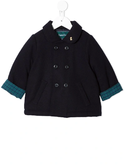 Shop Familiar Double-breasted Coat In Blue