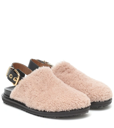 Shop Marni Fussbett Shearling Slippers In Pink