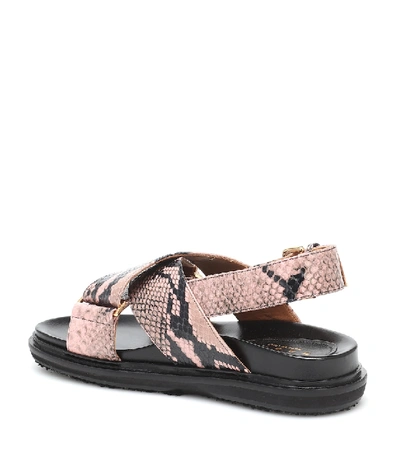 Shop Marni Fussbett Snake-effect Leather Sandals In Pink
