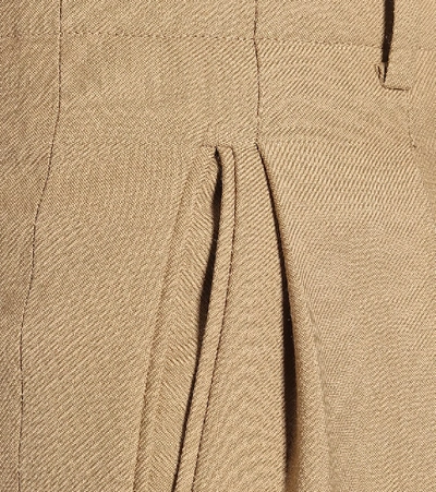 Shop Saint Laurent High-rise Wool Gabardine Pants In Beige