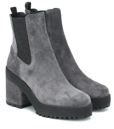 Shop Hogan Suede Ankle Boots In Grey